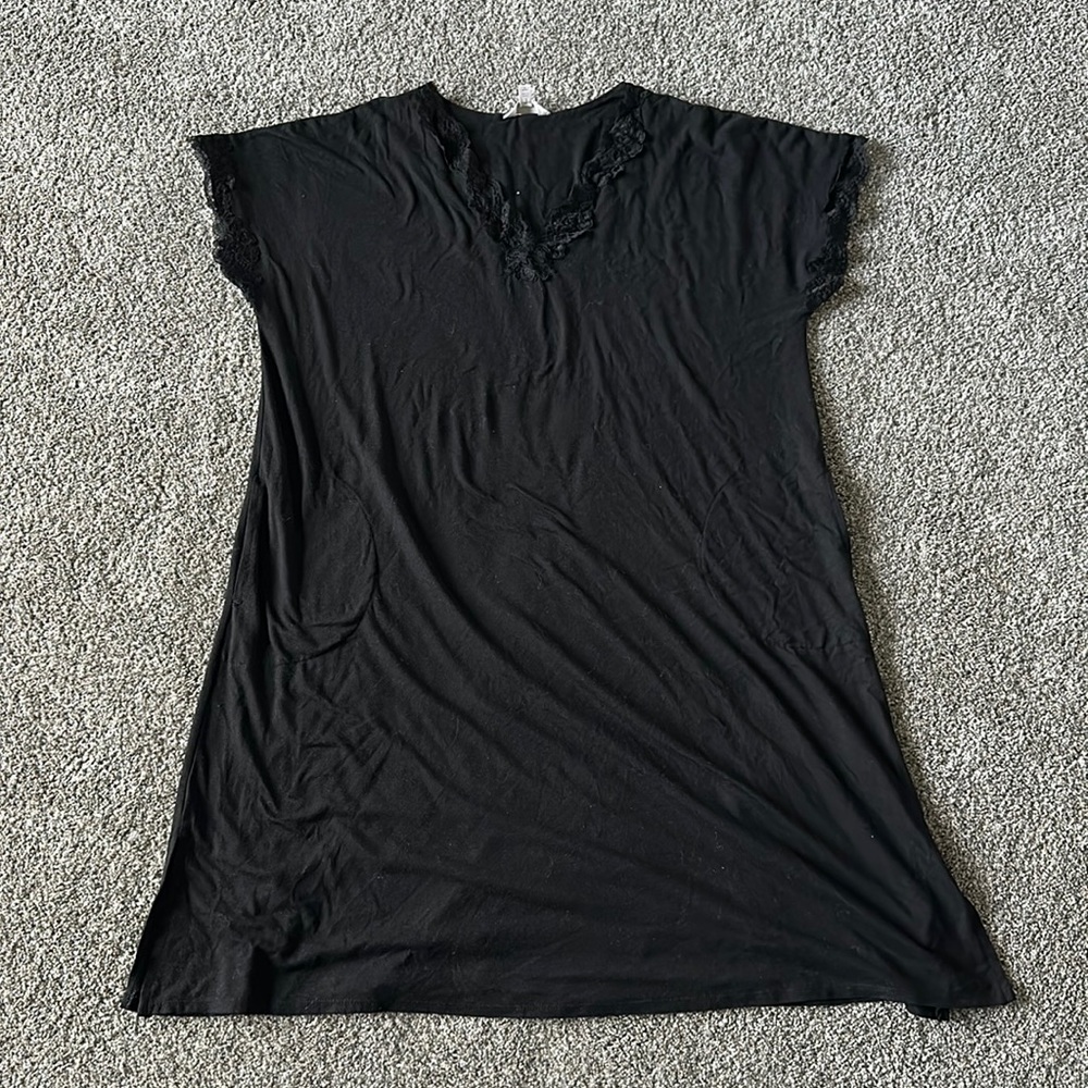 Oversized Black Night Gown w/ Pockets